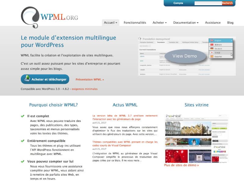 WPML Plugin Multilingue pour WordPress